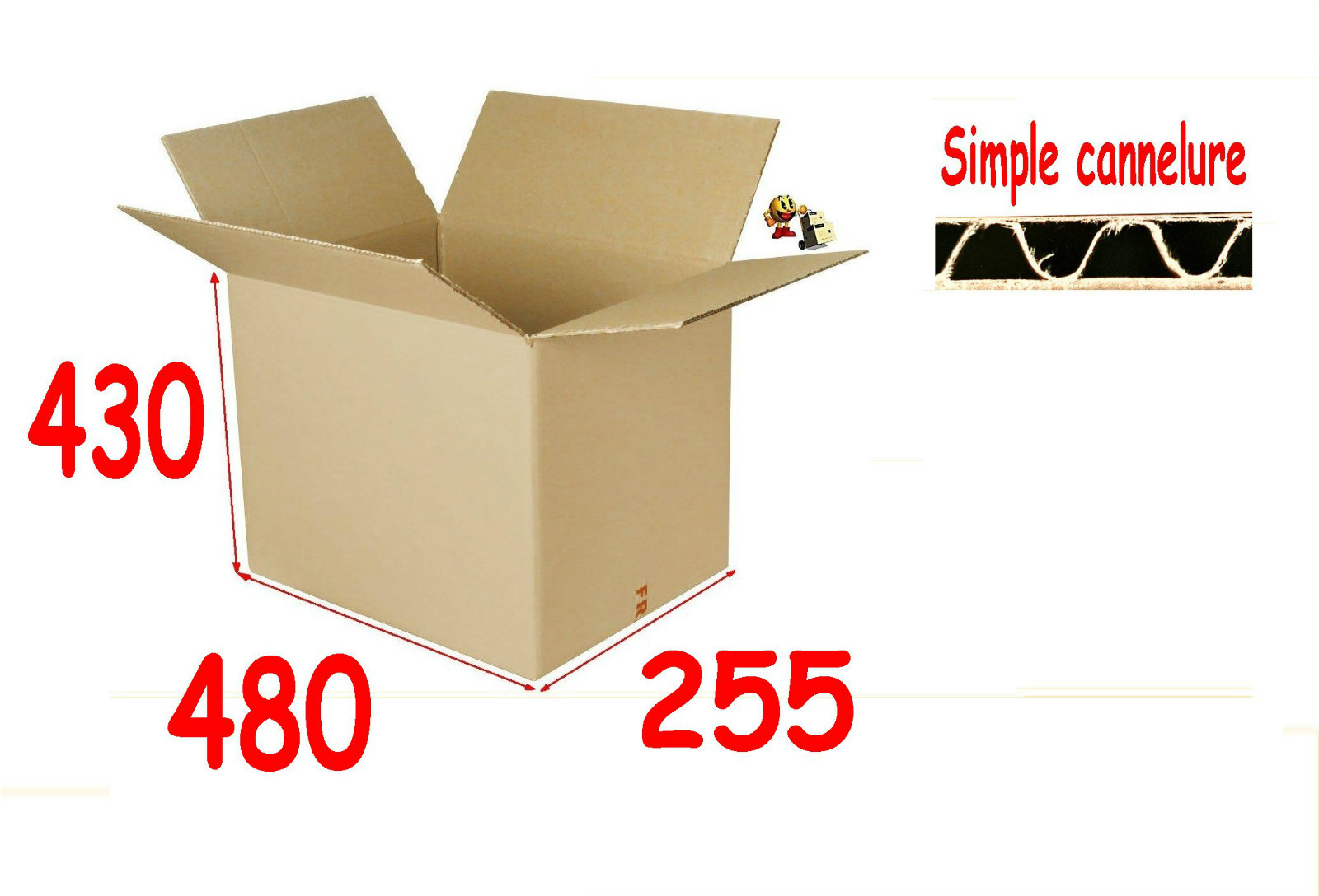 Boîtes emballage carton 480 X 255 X 430 mm anti-écrasement pour l'envoi de vos lots e-commerce