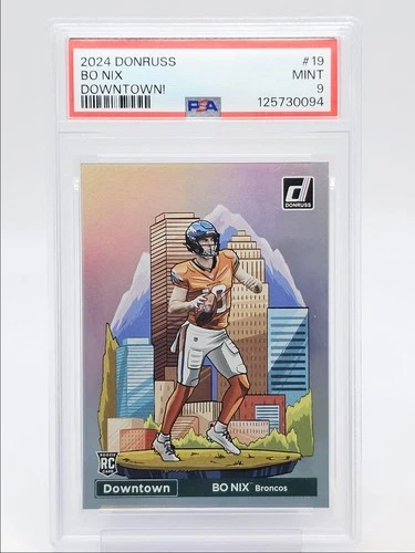 BO NIX 2024 DONRUSS DOWNTOWN ROOKIE CASE HIT SSP BRONCOS RC PSA 9 Q1527