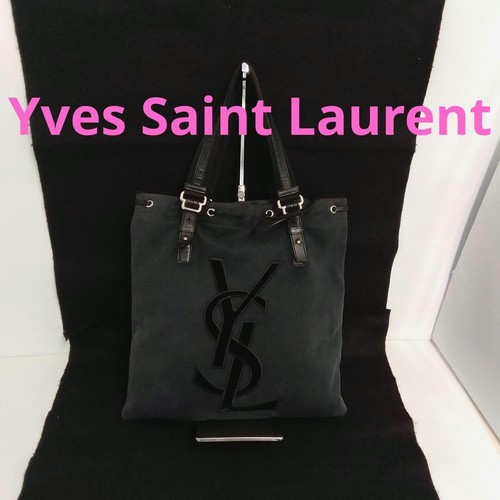 YVES SAINT LAURENT Tote bag Canvas Black Authentic From Japan