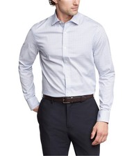 Tommy Hilfiger Mens THFlex Button Down Dress Shirt, blue, 16.5 Neck