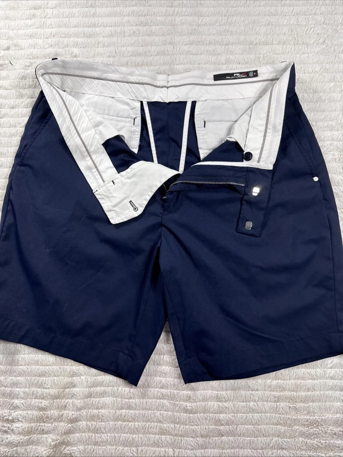 RLX Ralph Lauren Chino Golf Shorts Navy Blue Classic Fit Men's Size 35x9”