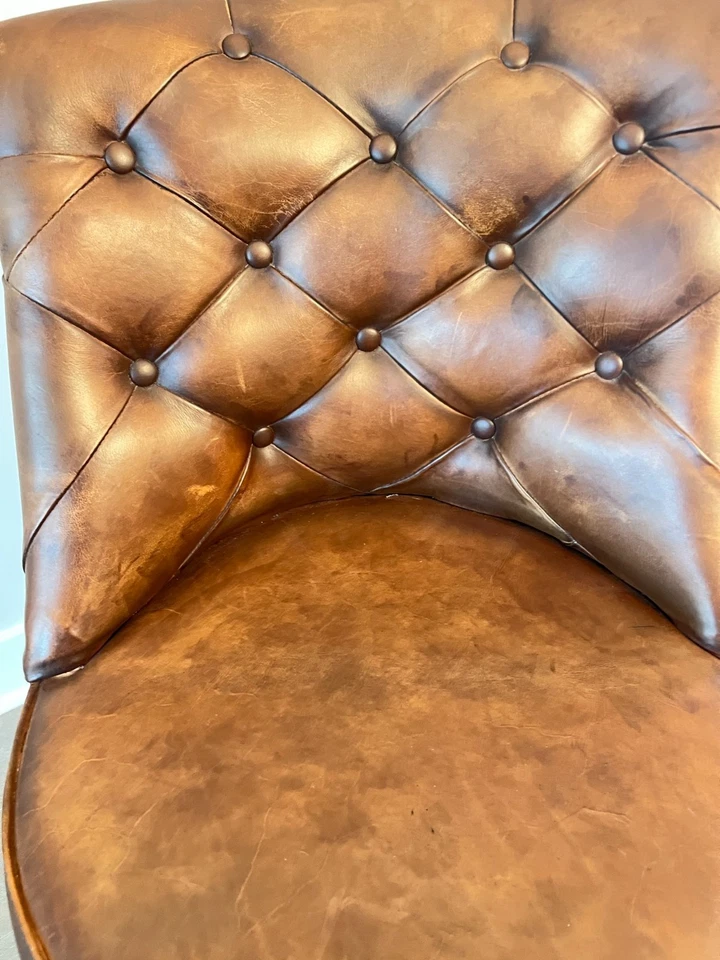 Cadeira de mesa de couro marrom | Estado impressionante, nunca usada, apenas suporte para aparência - Imagem 2 de 4