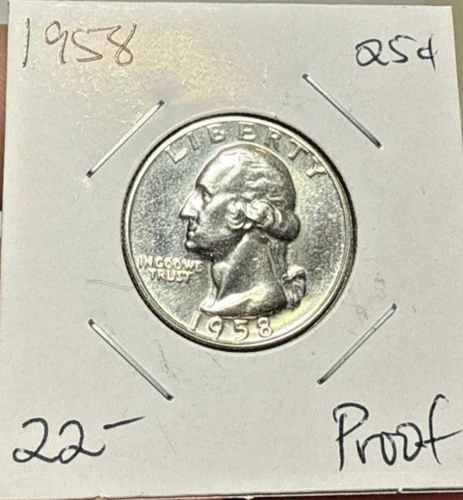1958 Washington Quarter Gem Proof 90% Silver 15.46