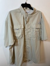 Columbia PFG Mens Size 2XL Fishing Shirt Performance Vented Button Down Khaki
