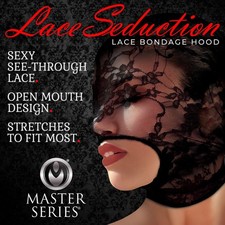 Master Series Lace Seduction Bondage Hood Black Hp-Ms-Ah033