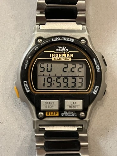 Vintage Timex Ironman 1990's Watch 38mm Mens Digital 8 Lap New Battery