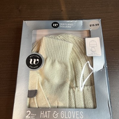 Wayland Square Women's Hat and Gloves Set Cream Color One Size