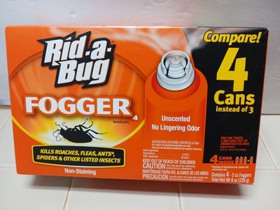Rid-A-Bug Indoor Insect Killing Fogger Unscented Kills On Contact 4-2oz Cans