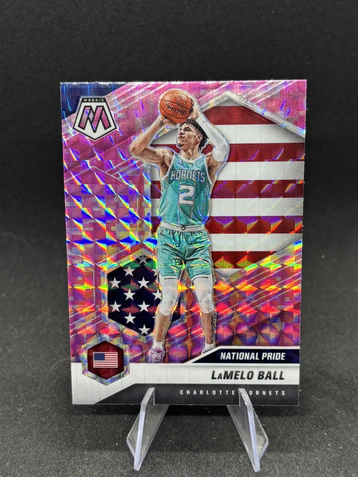 2020-21 Panini Mosaic - National Pride LaMelo Ball #257 Pink Camo Mosaic...