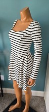 Fashion nova NWT Striped pleated Long Sleeve Black/white Mini Dress Size Small
