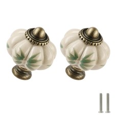 Ivory Pumpkin Knobs 2 Pack Ceramic Cabinet Knobs Vintage Drawer Pulls - Antiq...