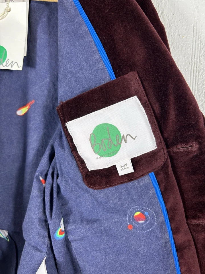 Blazer Mini BODEN Niños Terciopelo Talla 3-4Y 104cm Terciopelo Clásico Borgoña Rojo Chaqueta Foto 3 de 4