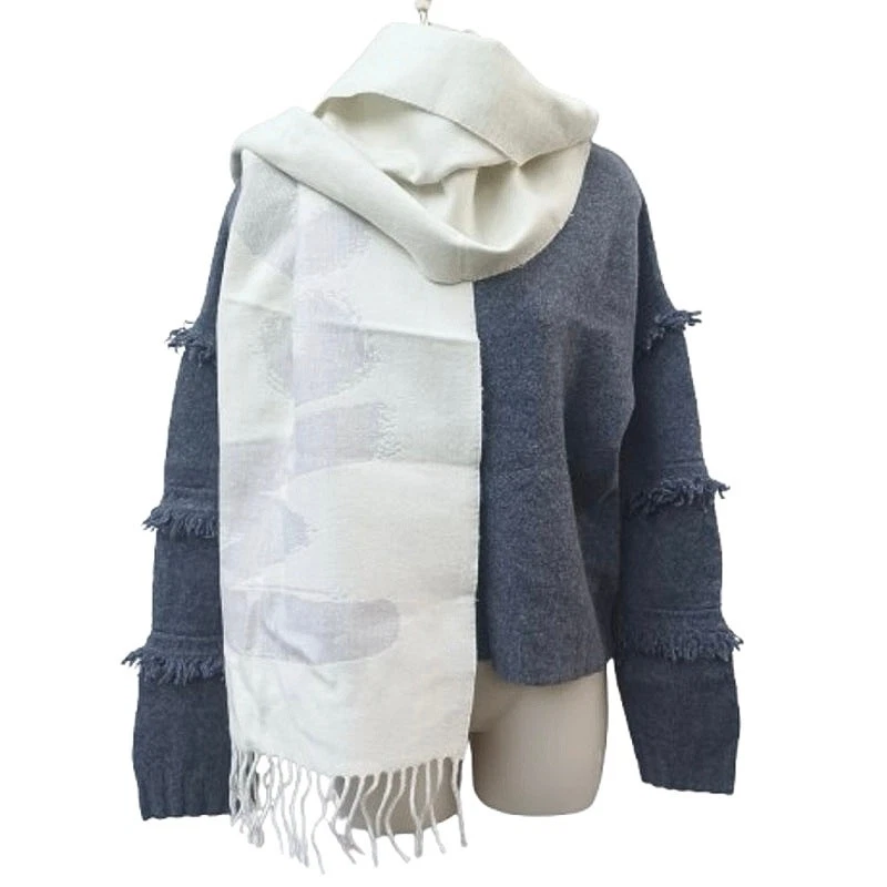 Alexander McQueen Oversized Graffiti Logo Scarf Ivory Silver Wool Silk NWT Rare - Image 2 of 4