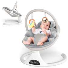 Electric Baby Swing with Remote Control,5 Speeds Portable Cozy 0-6M,Grey 