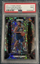 Donovan Mitchell FAST BREAK PRIZM PSA 9 ROOKIE CARD  2017 Panini Prizm RC  DISCO. rookie card picture