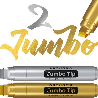 2 Gold Silver Acrylic Paint Markers 15mm Jumbo-Tip Paint Pens Crafting