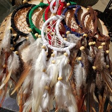 Crescent Moon Dream Catcher with feathers  Beads