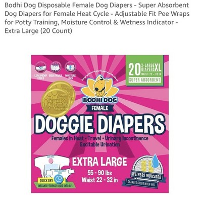 Dog Disposable Female Dog Diapers - Super Absorbent Dog Diapers for Female, XL