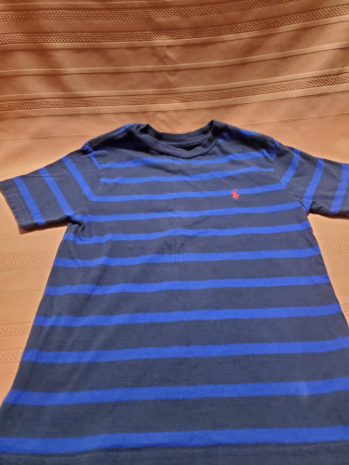 Polo Ralph Lauren ragazzo ragazzo taglia piccola 8 maglietta a righe blu rosso pony
