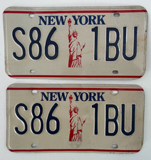 1986-2001 New York Liberty License Plate PAIR Ford Chevy Dodge Buick Porsche VW