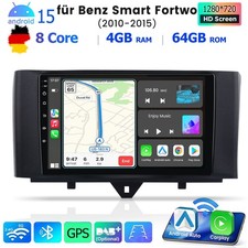 Per Smart Fortwo 451 2010-2015 4+64GB Android 15 Autoradio GPS Navi Carplay