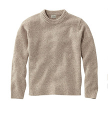 LL Bean Men's Bean's Classic Ragg Wool Sweater, Crewneck in Natural size S