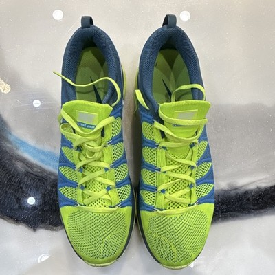 Nike Flyknit Lunar Men s Low Top Lace-Up Running Sneakers Green/Blue Mesh