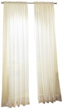 Eggshell Off White Crushed Voile Sheer Curtain Panel 51x84 Inch Rod Pocket