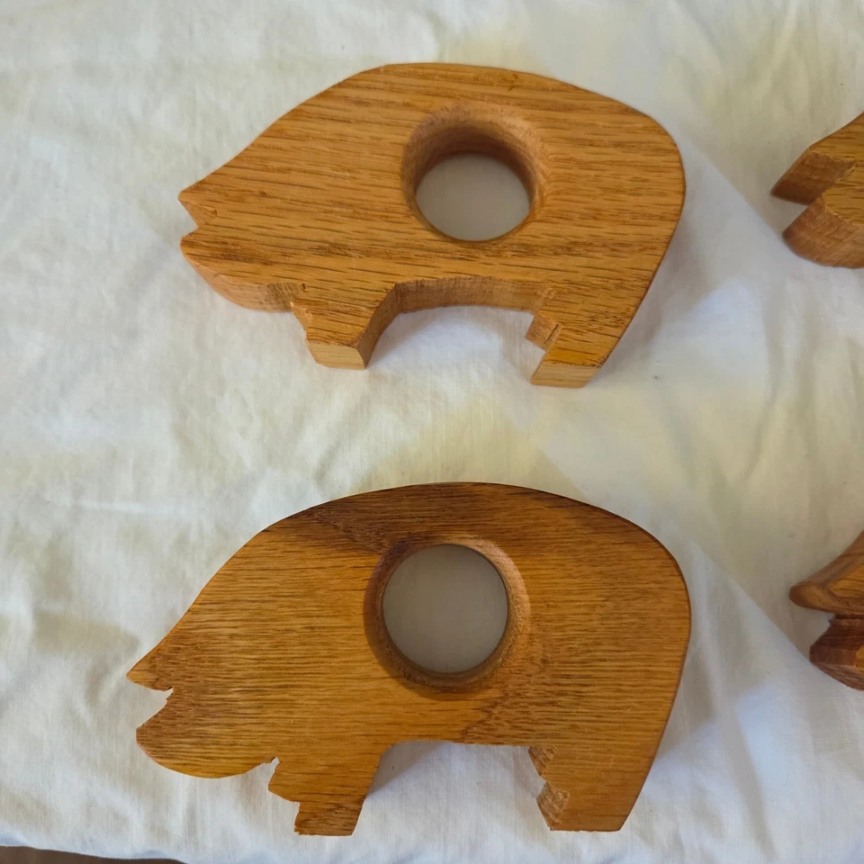Juego de 6 servilleteros de madera para cerdo decoración de mesa de granja Foto 4 de 4