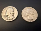 (2) 1942 WASHINGTON QUARTERS Phi Mint No Mark CIRCULATED Good 90% Silver WWII