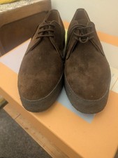 Sanders Lo-Top Gibson Shoes In Pole Snuff Suede Size UK 7 EU 41 Made In England