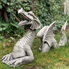 Gothic Drache Skulptur Harz Riesen Rasen Garten Dekoration Fantasy