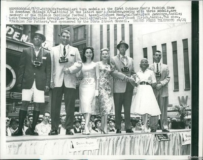 1957 Cardinals Footballers Model Outdoor Mens Fashion Show Sports Wirephoto 7x9
