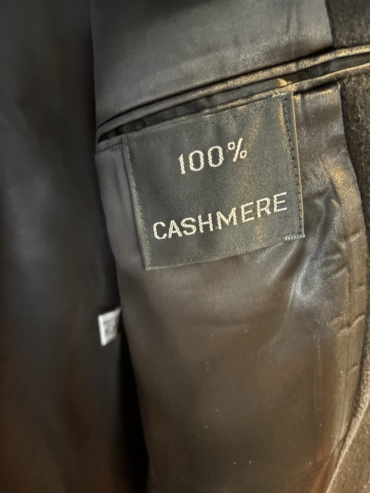 Saks Fifth Avenue Men’s XL 100% Cashmere Full Length Overcoat Black USA - Image 3 of 4