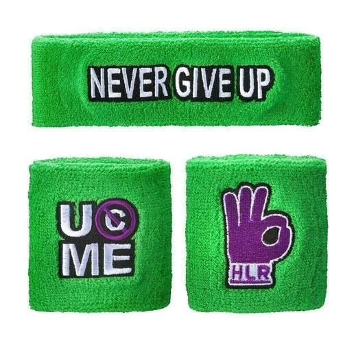 John Cena Cenation Respect Green Purple Headband Wristband Sweatband Set