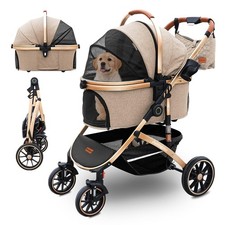 Dog stroller with 4 Wheels, Folding Cat Stroller for Small/Medium/Large dogs ...