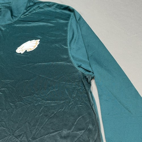 Camicia Majestic Philadelphia Eagles 1/2 zip manica lunga uomo XL logo verde -4685 - Foto 5 di 18