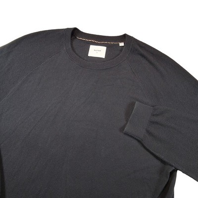 Billy Reid Sweater Mens L Black Raglan Merino Wool Cotton Crew Neck Knit