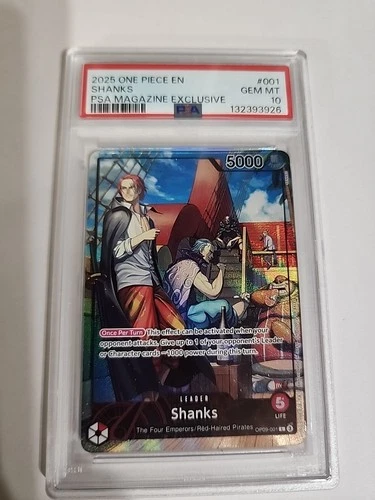 PSA 10 Shanks OP09-001 PSA Magazine Exclusive Promo English One Piece Card