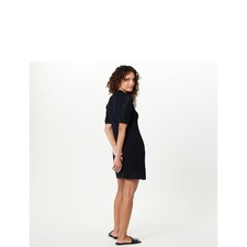 The Drop Knit Polo Dress Black Short Sleeve Collared A-line Size XL