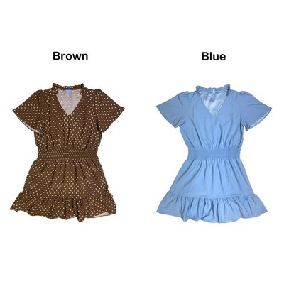 Draper James Womens Tiered Dress, V-Neck, Smocked Waistband and Ruffled Collar