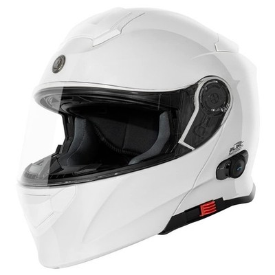 TORC T28B Blinc Wireless Integrated Modular Motorcycle Helmet White Size Large
