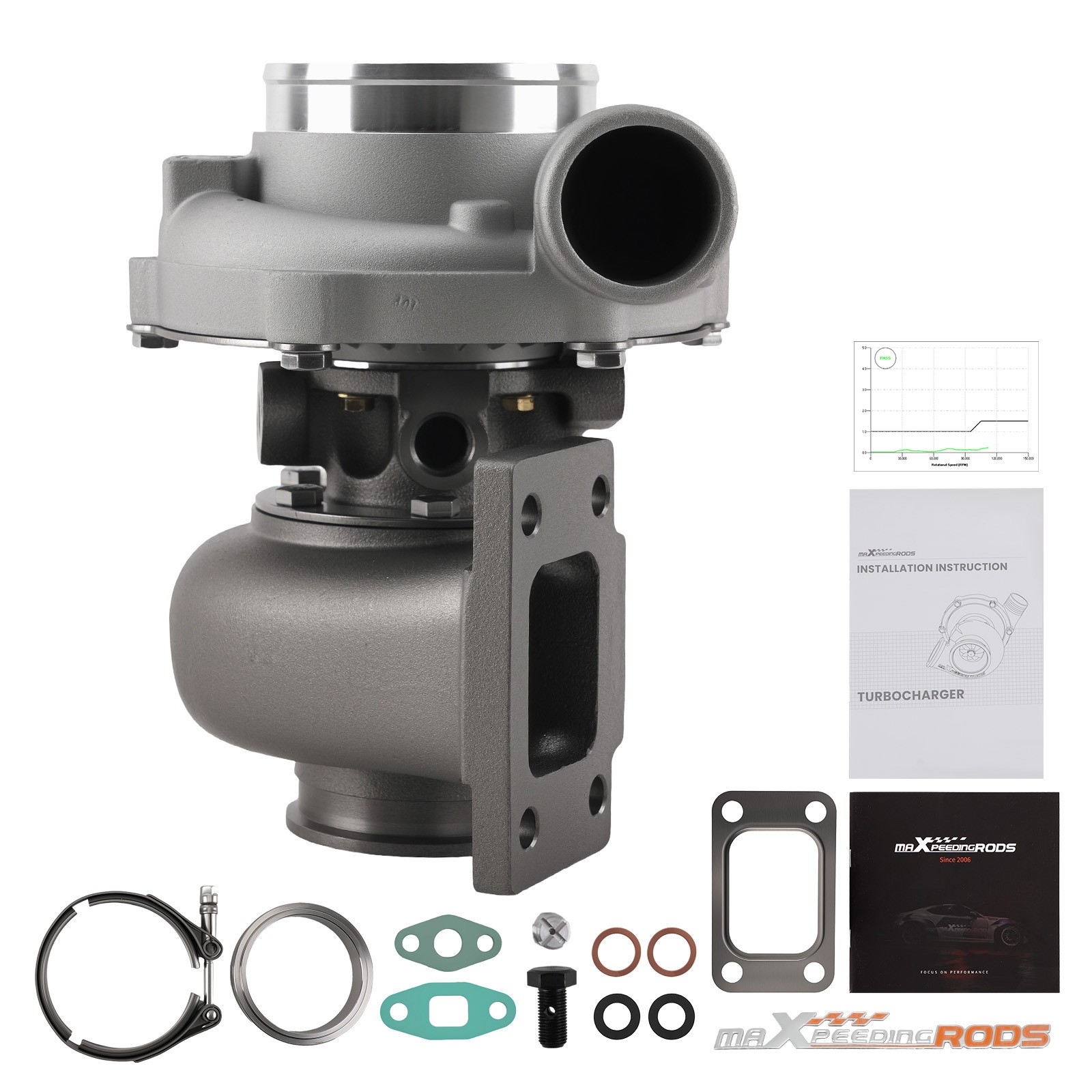 Billet Turbocharger GT3037 for 4/6 Cyl Engines 2.5L-3.0L Water+Cooled 500HP