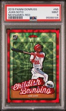 2019 PANINI DONRUSS NICKNAMES RED #N5 JUAN SOTO 40/149 PSA 9