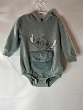 Disney Baby 18 Month Unisex Cosplay Stitch Hooded 1 Piece Bodysuit Pockets