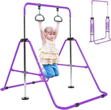 Gymnastics Bar for Kids, Adjustable Height Gymnastic Horizontal Bars, Folding Ex