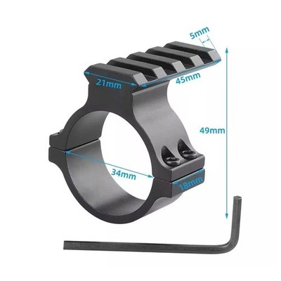 34mm Tactical Scope Barrel Mount Ring Adapter with 4 Slot 20mm Picatinny Rail