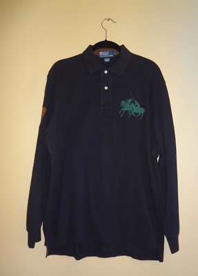 Polo Ralph Lauren Black Cotton Double Pony Long Sleeve Polo Shirt