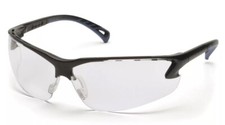 12 Pyramex Venture 3 Safety Glasses with Black Frame and Clear Lens - SB5710D