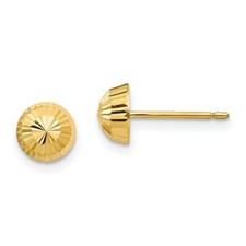 Madi K Kid's Earrings 14k Yellow Gold Polished and D/C Swirl Button, 5mm